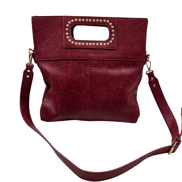 Vegan Tote / Red & Gold Studs / Crossbody Bag - NWOT - Picture 3 of 9